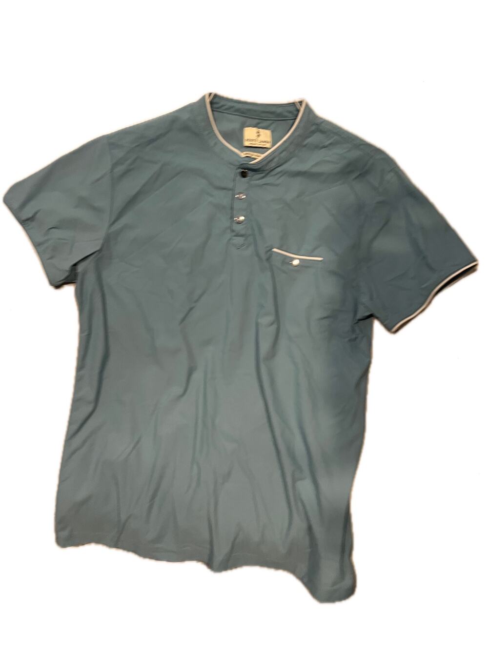Scott James England Light Blue Snap Polo Mens Large